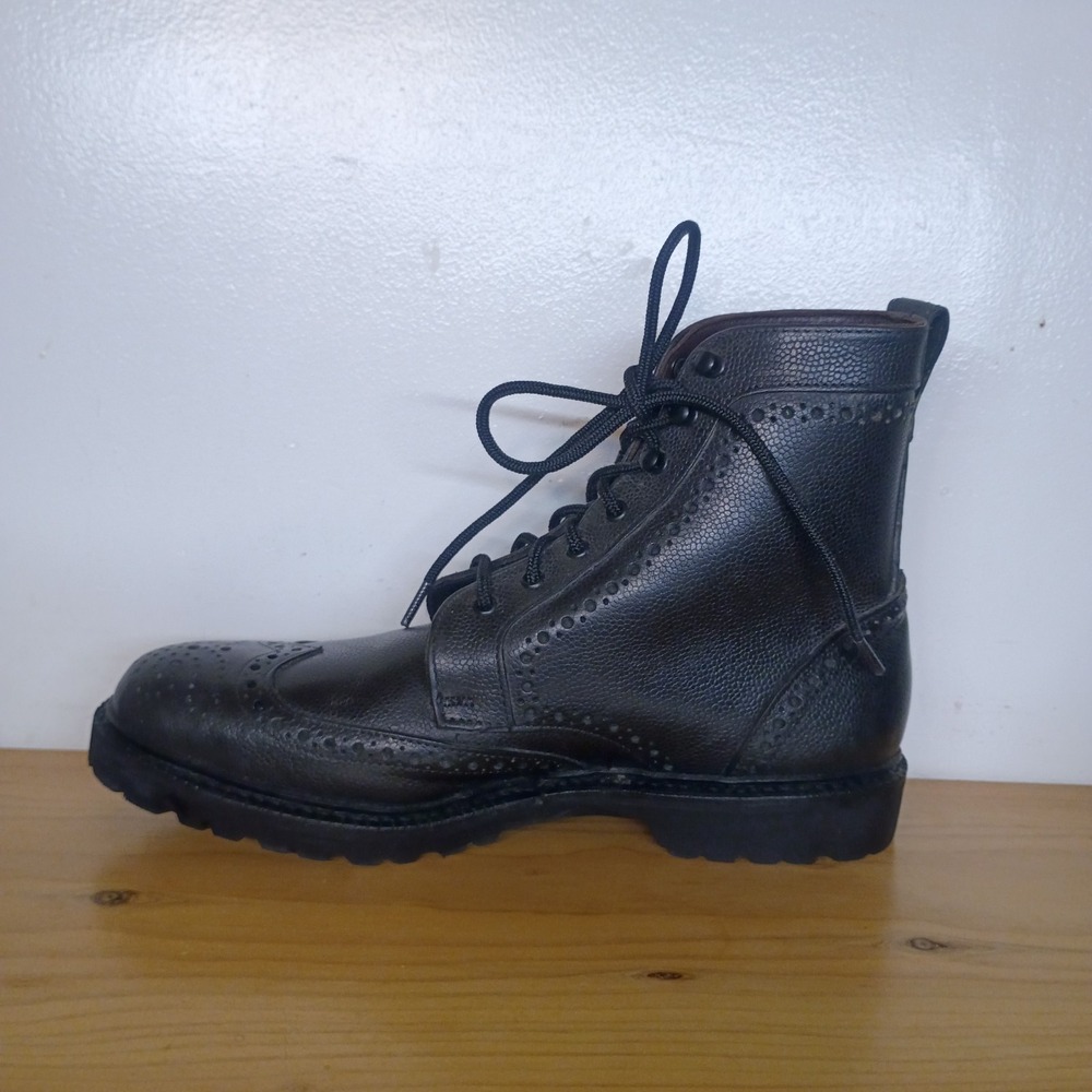 Allen Edmonds Long Branch Black Pebbled Leather Wingtip Boots Men's 10 D Vibram - Picture 6 of 15